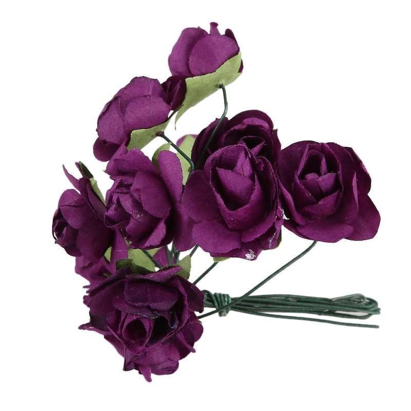 144pcs Mini Petite Paper Artificial Rose Buds Flowers, Purple