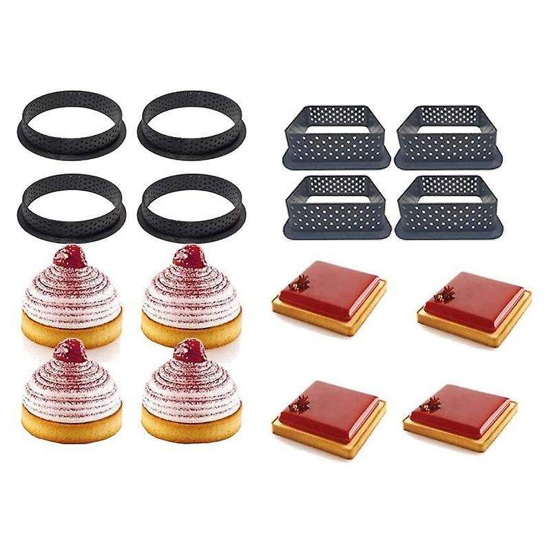 Cake Mold Rings Tart Ring Mold Cake Baking Mould Tool Non Stick 8 Pcs