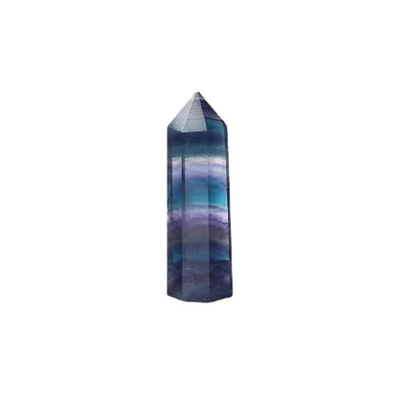 Natural Fluorite Crystal Tower Hexagonal Faceted Prism Figurine 6-7cm