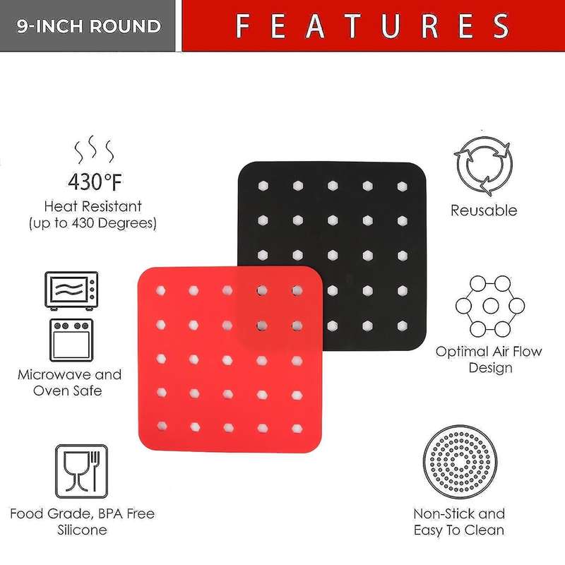 7.5 Inch Reusable Air Fryer Liner Air Fryer Mat Black