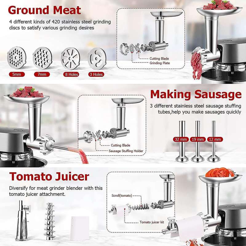Meat Grinder Attachments for Ken-wood Stand Mixer,stuffer Accessories