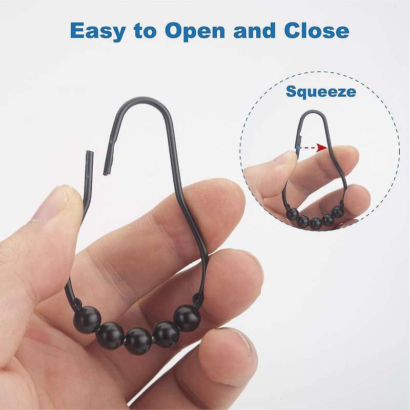 Shower Curtain Hooks Rings Metal Set Of 12 Black