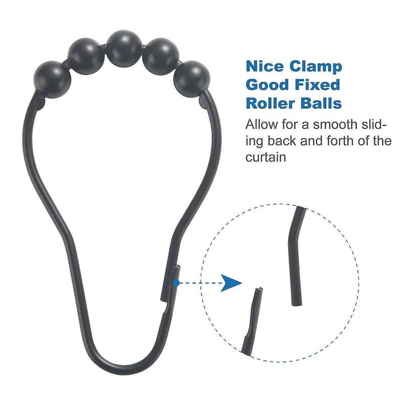 Shower Curtain Hooks Rings Metal Set Of 12 Black