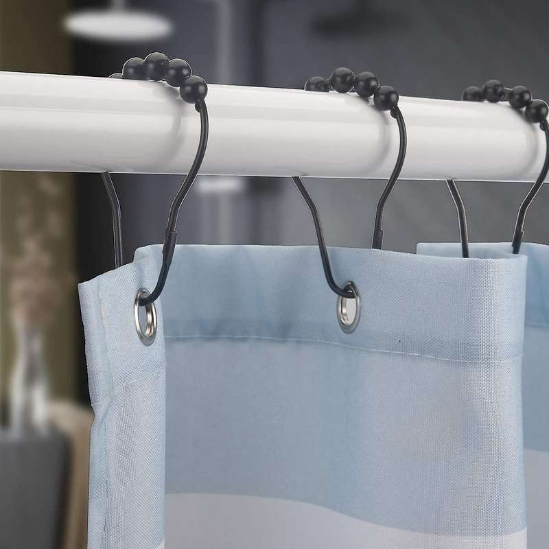 Shower Curtain Hooks Rings Metal Set Of 12 Black