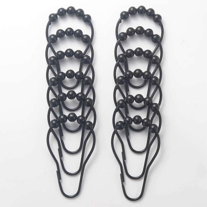 Shower Curtain Hooks Rings Metal Set Of 12 Black