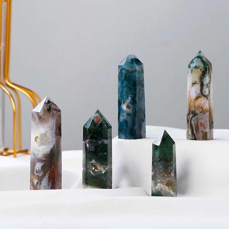 Natural Crystal Healing Stone Green Water Plant Agate Crystal 5-6cm