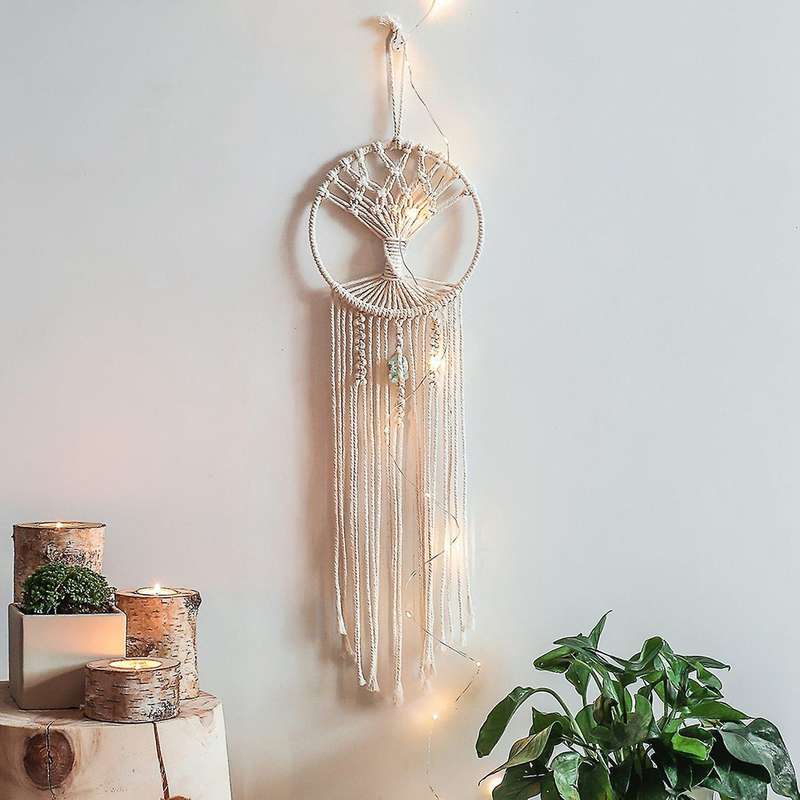 Tree Dream Catcher Wall Hanging Boho Wall Decor with Tassels