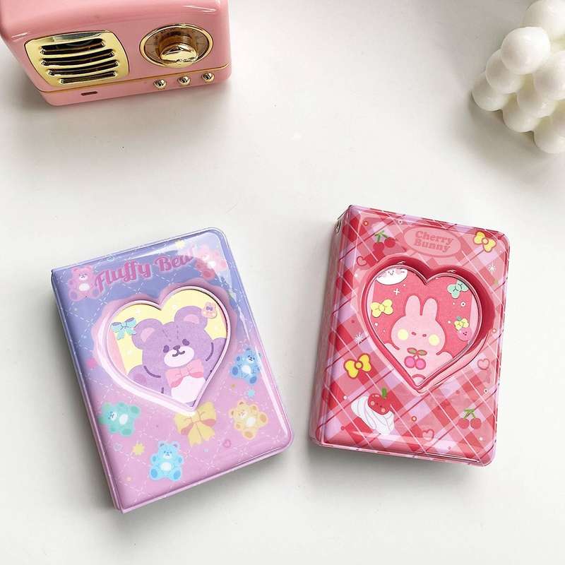 3 Inch Mini Photo Album Kpop Photo Card Holder Star Idol Love(red)