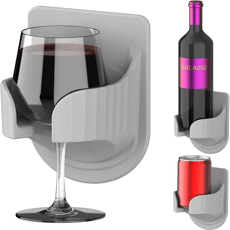 Shower Drink Holder,wine Glass/beer/can/bottle/beverage Holder Gray