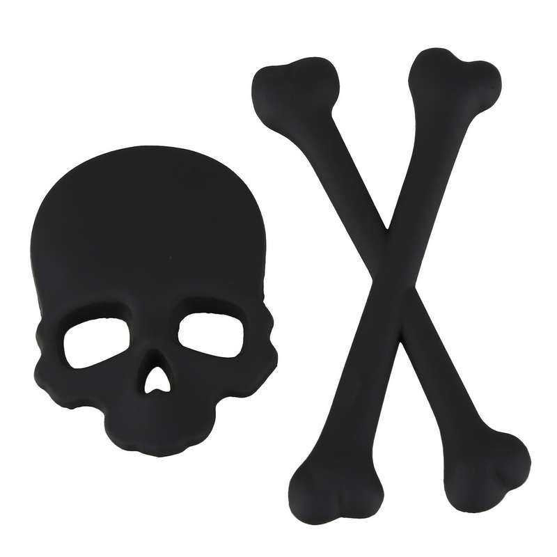 Skull Bone Diseno 3d Motocicleta Coche Emblema Adhesivo Negro