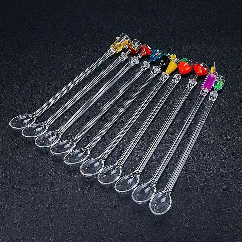 10pcs Acrylic Drink Juice Puddler Stirring Coffee Mixing Spoon Set