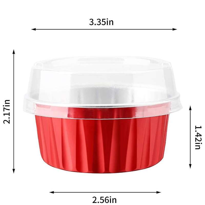 Dessert Cups, Aluminum Foil Mini Cupcake Liners, Muffin Liners, Red
