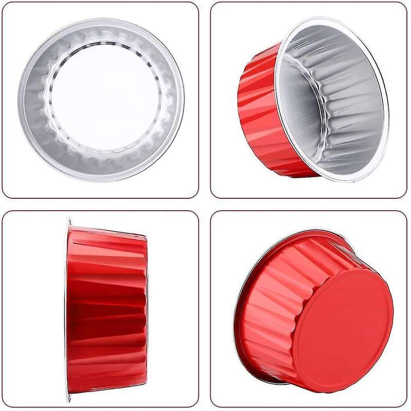 Dessert Cups, Aluminum Foil Mini Cupcake Liners, Muffin Liners, Red