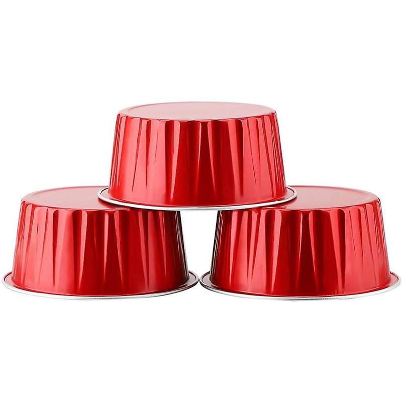 Dessert Cups, Aluminum Foil Mini Cupcake Liners, Muffin Liners, Red