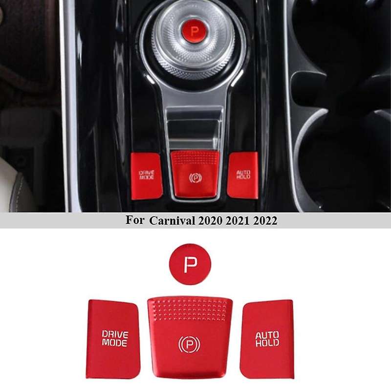 4pcs Car Central Control Gear Button Sticker Cover Trim Panel Red