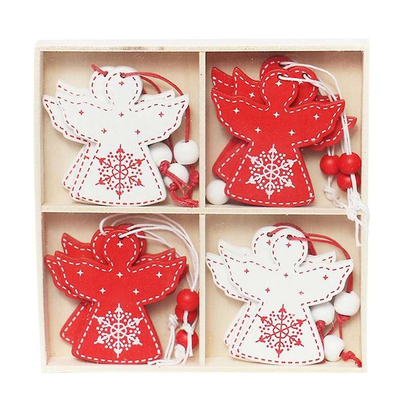 Christmas Pendant, Wooden Angel Elk Pattern Ornaments Decoration, A