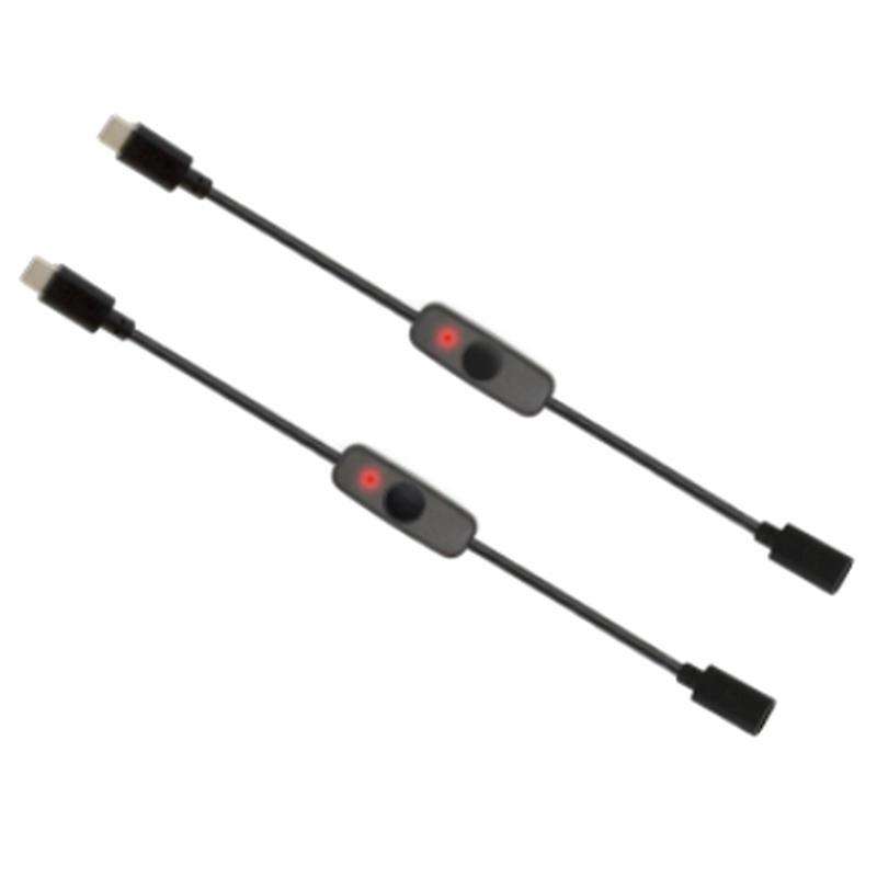 Power Switch Usb Type C Extension Cable for Raspberry Pi 4b 2 Pcs