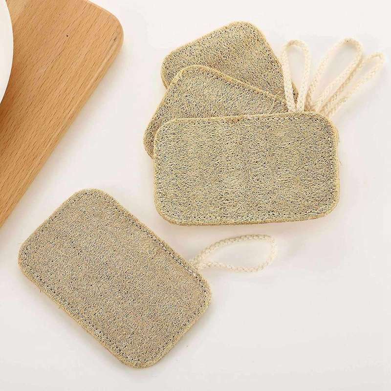4 Pcs Dishwashing Scrub Kitchen Loofah Sponge Scourer, No Bleaching