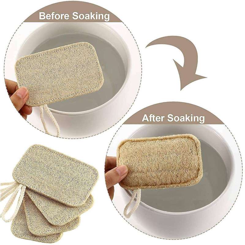 4 Pcs Dishwashing Scrub Kitchen Loofah Sponge Scourer, No Bleaching
