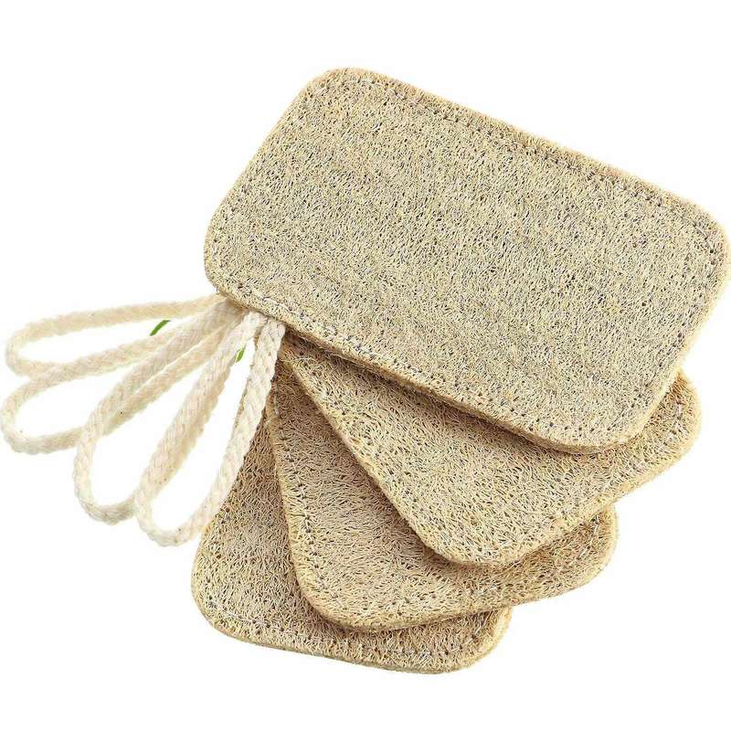 4 Pcs Dishwashing Scrub Kitchen Loofah Sponge Scourer, No Bleaching