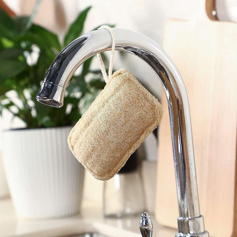 4 Pcs Dishwashing Scrub Kitchen Loofah Sponge Scourer, No Bleaching