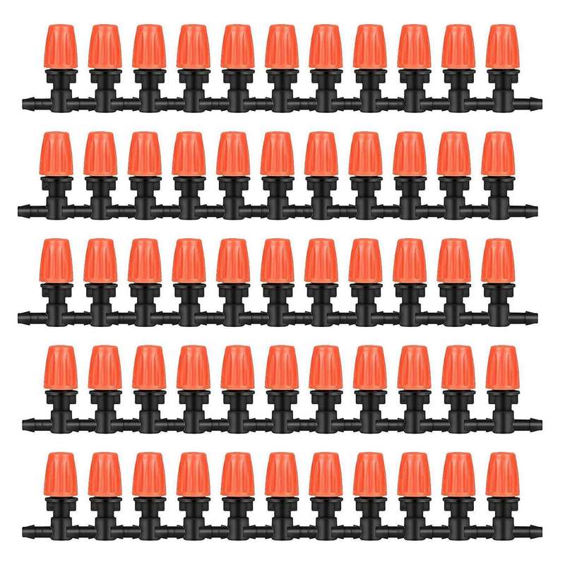 50 Pcs Three-way Atomizing Nozzle, Adjustable Mist Nozzles