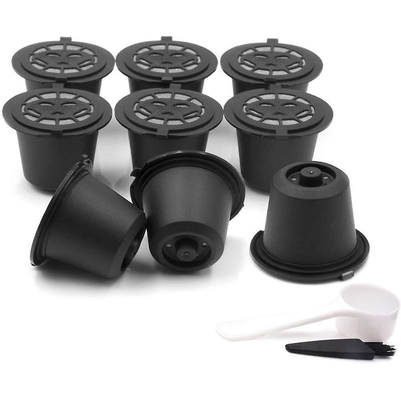 For Nespresso Coffee Capsule Shell Reusable Filling , 9pcs, Black