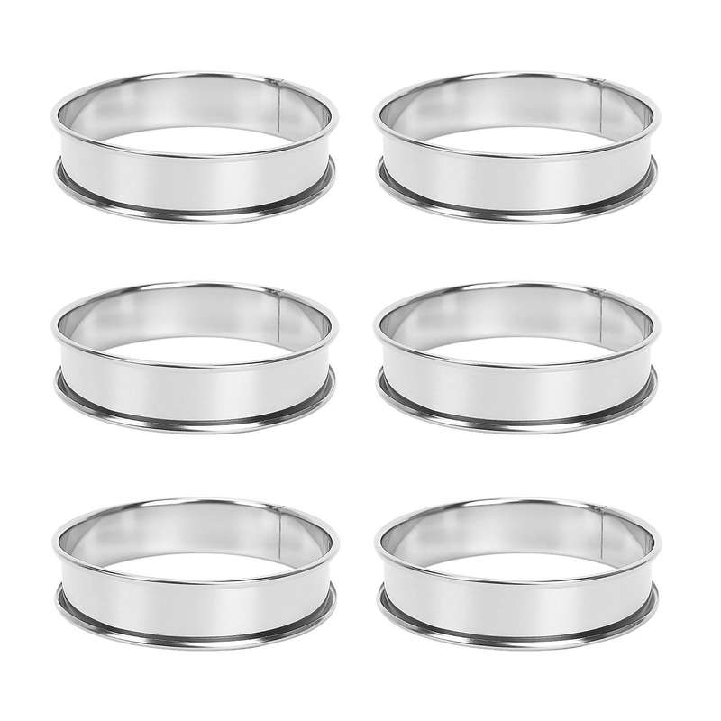 6 Pcs Cooking Round Cake Ring Mold, Stainless Steel Muffin Tart Rings