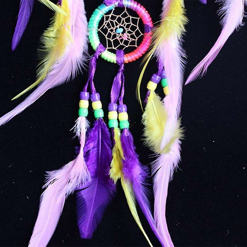 Dream Catcher Wall Hanging Decoration Colorful Feather Five Rings