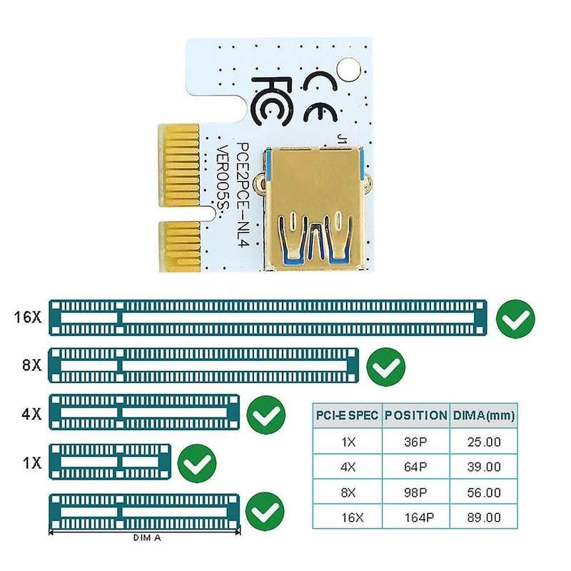 New Version 010-x Pcie Riser with Led for Gpu Btc Mining(1 Pcs)