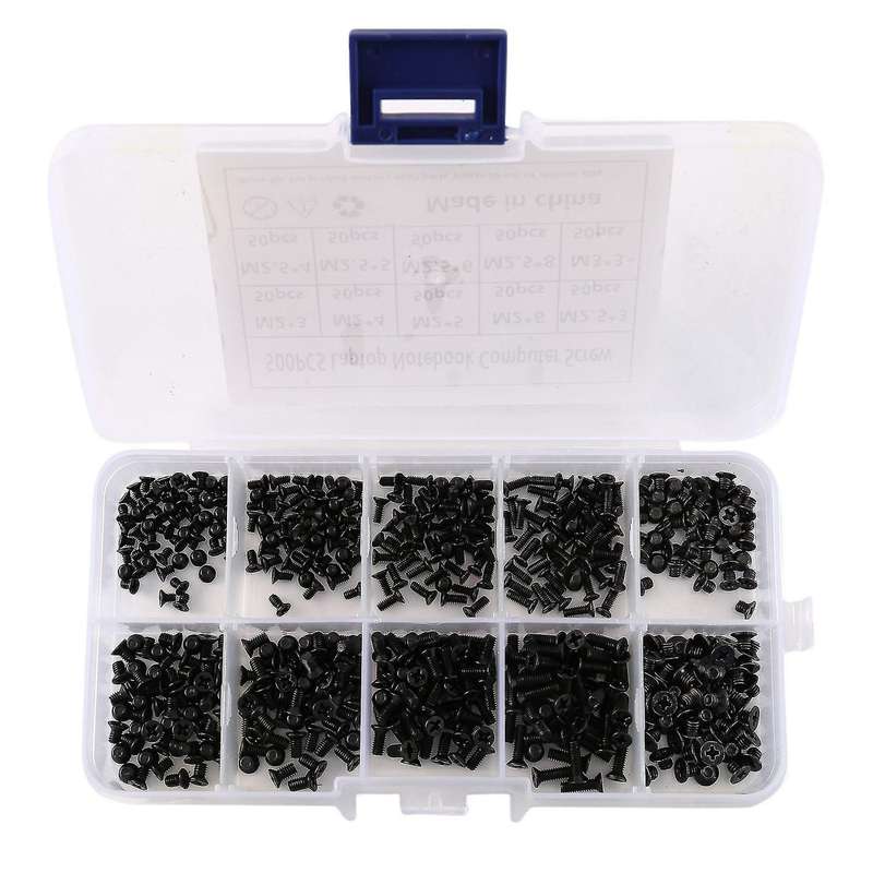 500pcs M2 M2.5 M3 Km Flat Head Phillips Screws Laptop Notebook Set