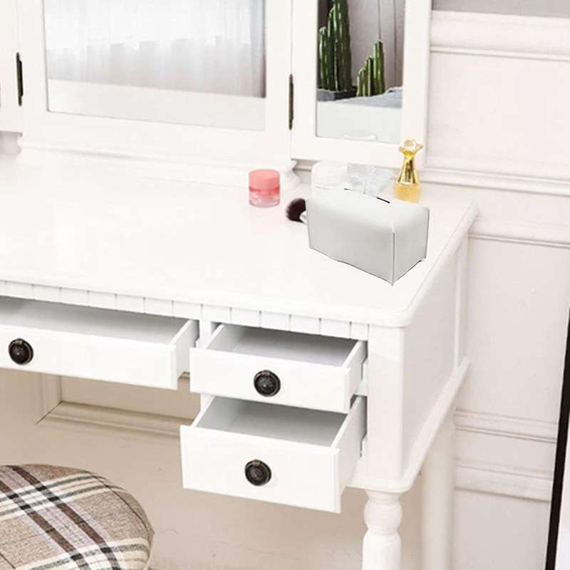 Tissue Box Cover, Modern Decorative Pu Leather Rectangular Tissue Box