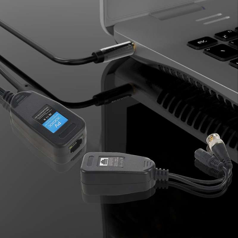 4 Pairs Passive Video Balun Transmitter & Transceiver with Cable