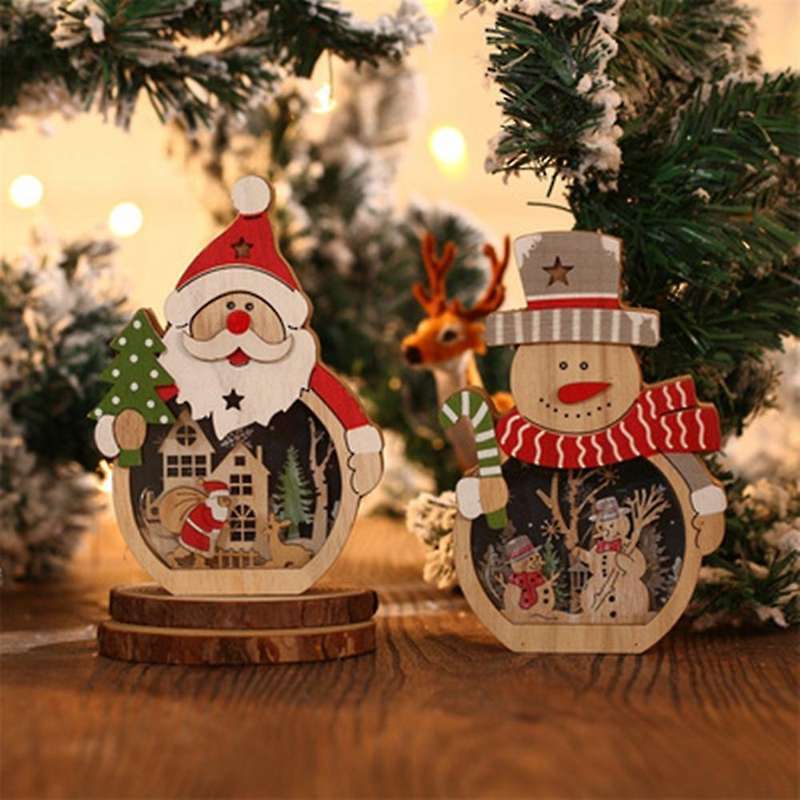 Nordic Wooden Santa Claus Desktop Ornaments Christmas Decor-senior