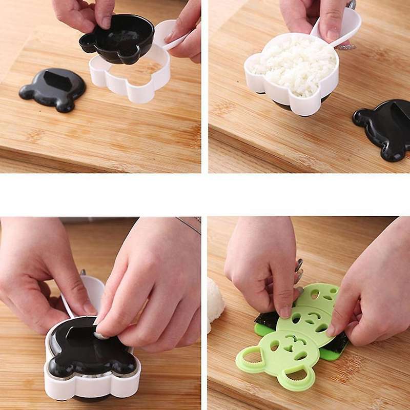 1set Cute Panda Onigiri Shaper Rice Ball Mold Diy Sushi Mould