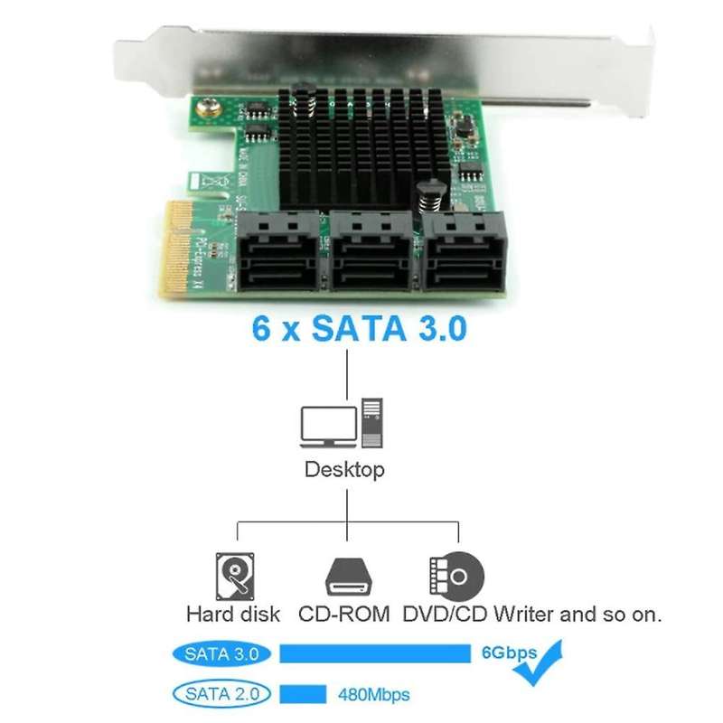 Sata 3.0 Card,sata Controller Pcie Card, Support 6 Sata 3.0 Devices