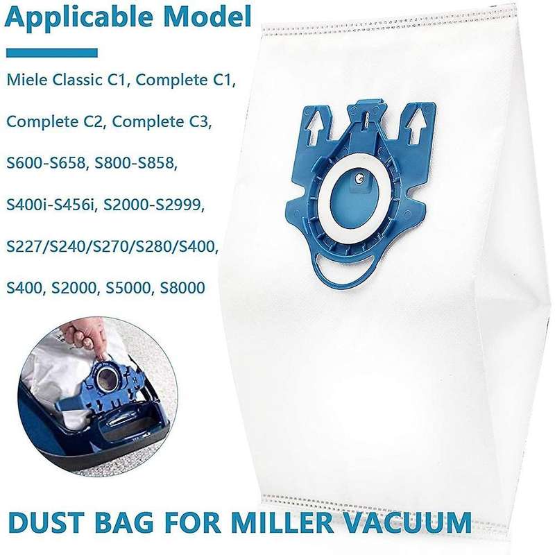 8 Pack Large 3d Efficiency Capacity Vacuum Dust Bag, Airclean Vacuum