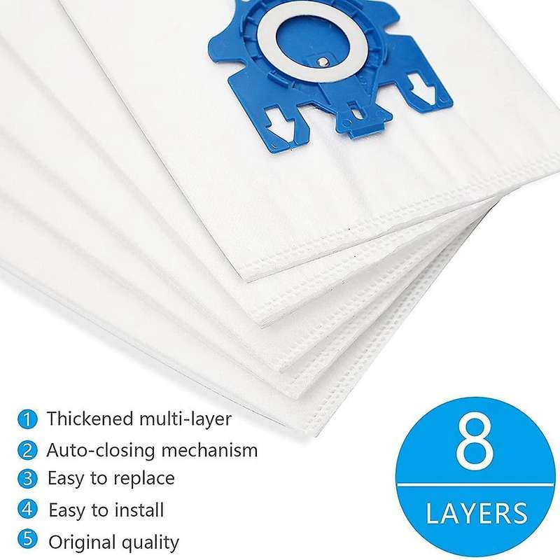 8 Pack Large 3d Efficiency Capacity Vacuum Dust Bag, Airclean Vacuum