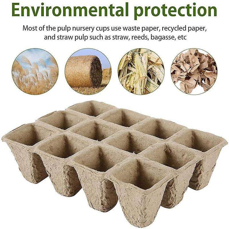 Seedling Tray 10 Square Peat Pots Plant Nursery Biodegradable Pots