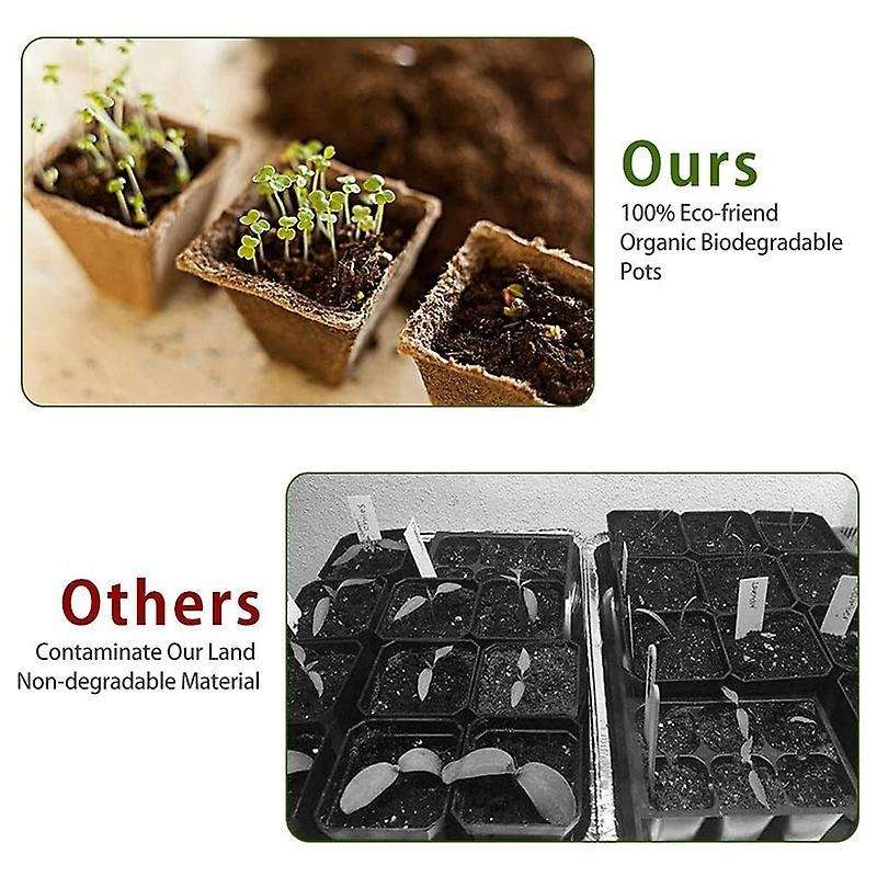 Seedling Tray 10 Square Peat Pots Plant Nursery Biodegradable Pots