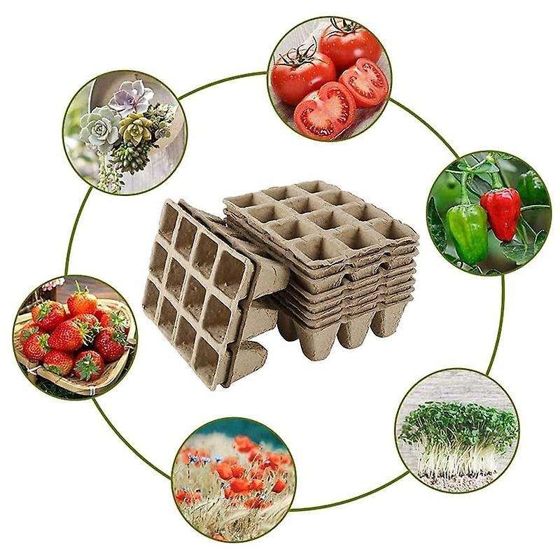 Seedling Tray 10 Square Peat Pots Plant Nursery Biodegradable Pots