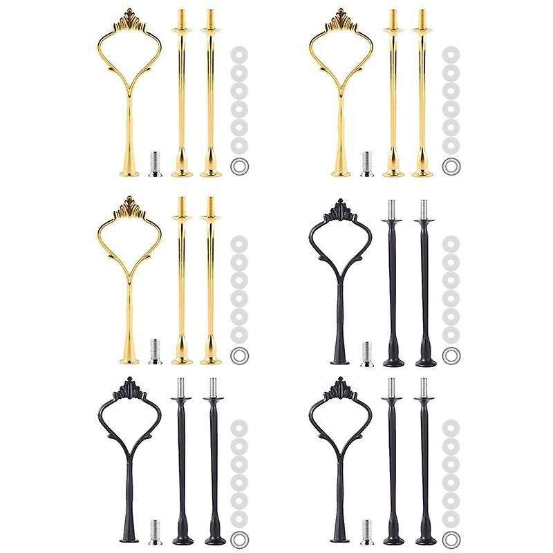 6 Set for Cake Stand Mold Crown 3 Tier Cake Stand Gold & Black