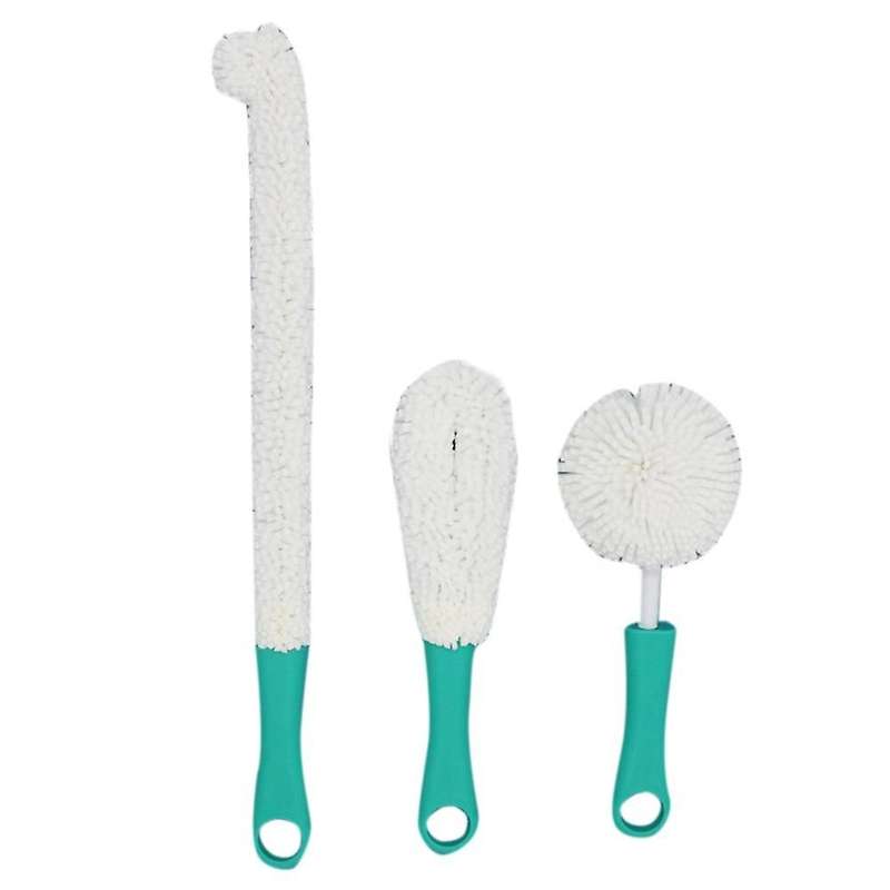 3 Pieces Wine Bottle Glass Decanter Coffee Cups Cleaning Brush,green