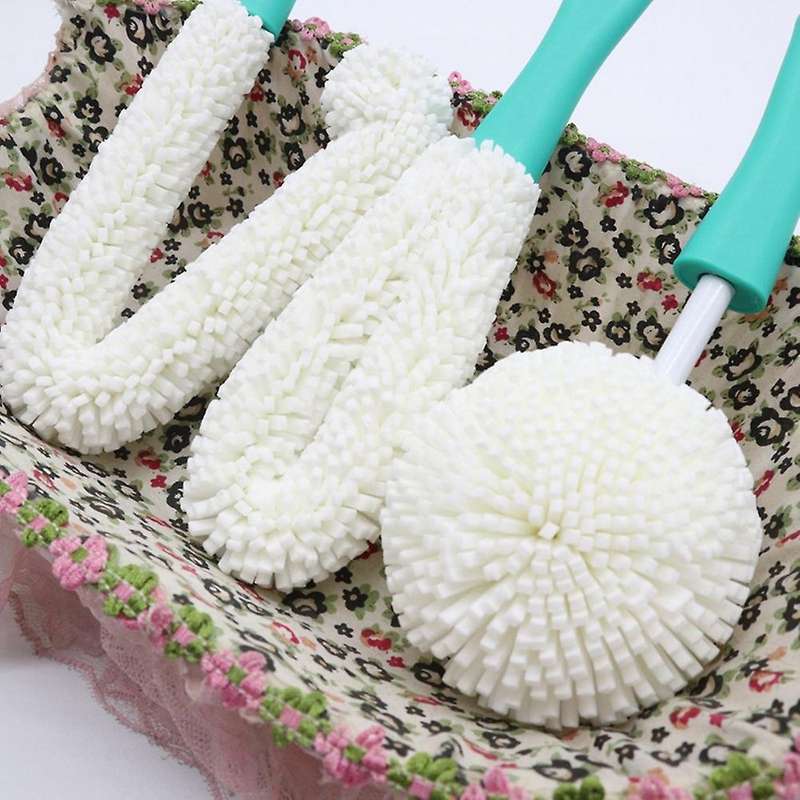 3 Pieces Wine Bottle Glass Decanter Coffee Cups Cleaning Brush,green