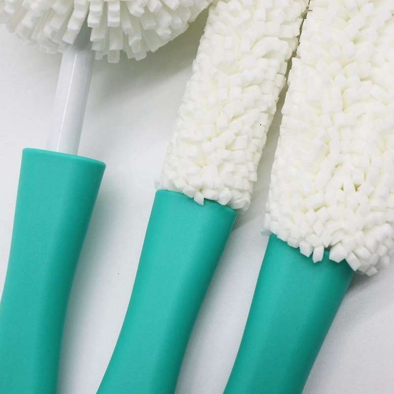 3 Pieces Wine Bottle Glass Decanter Coffee Cups Cleaning Brush,green