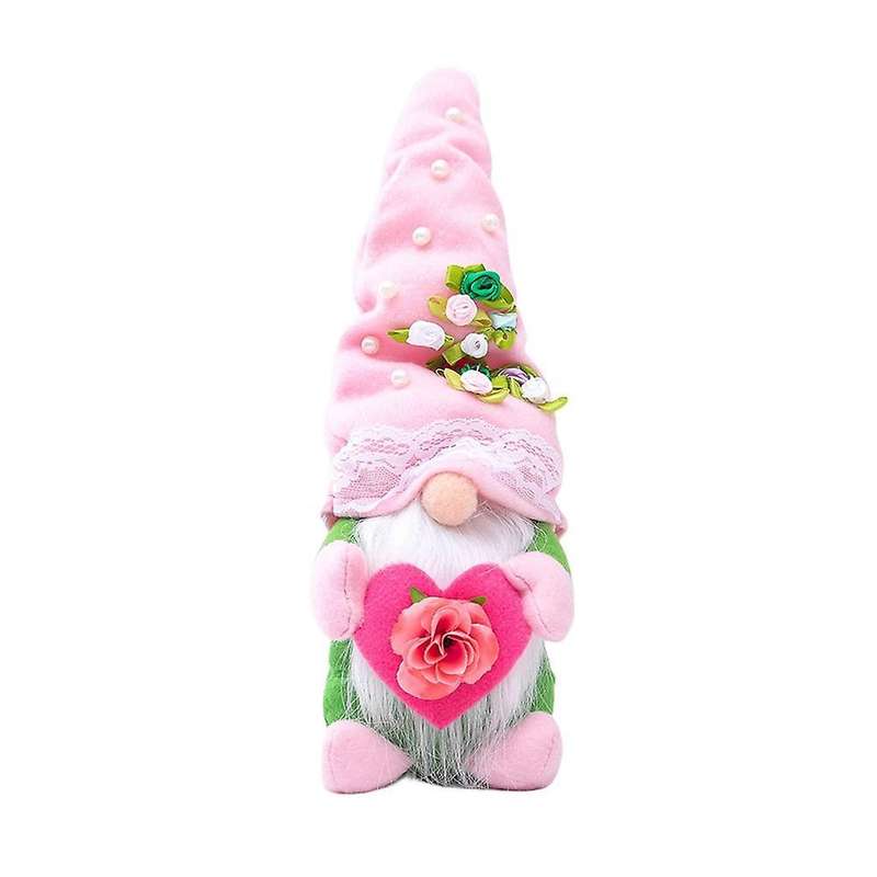 Valentine's Day Decorations Gnome Top Hat Pearl Flower Faceless-a