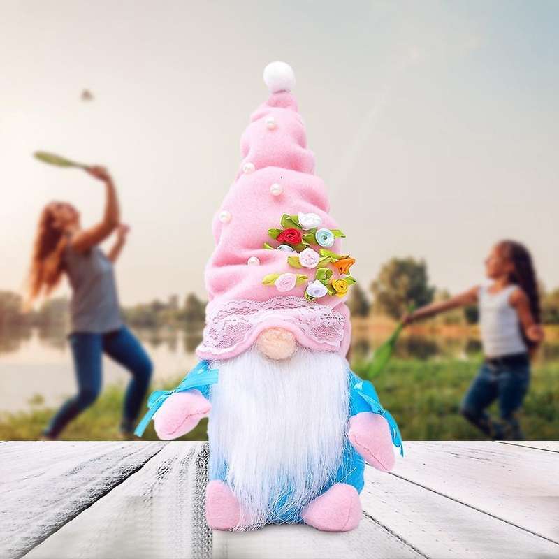 Valentine's Day Decorations Gnome Top Hat Pearl Flower Faceless-a