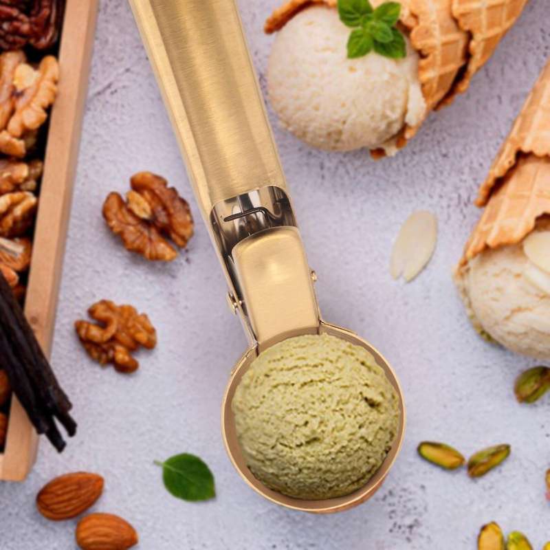 Ice Cream Scoop with Trigger Stainless Steel, for Yogurt, Gelatos