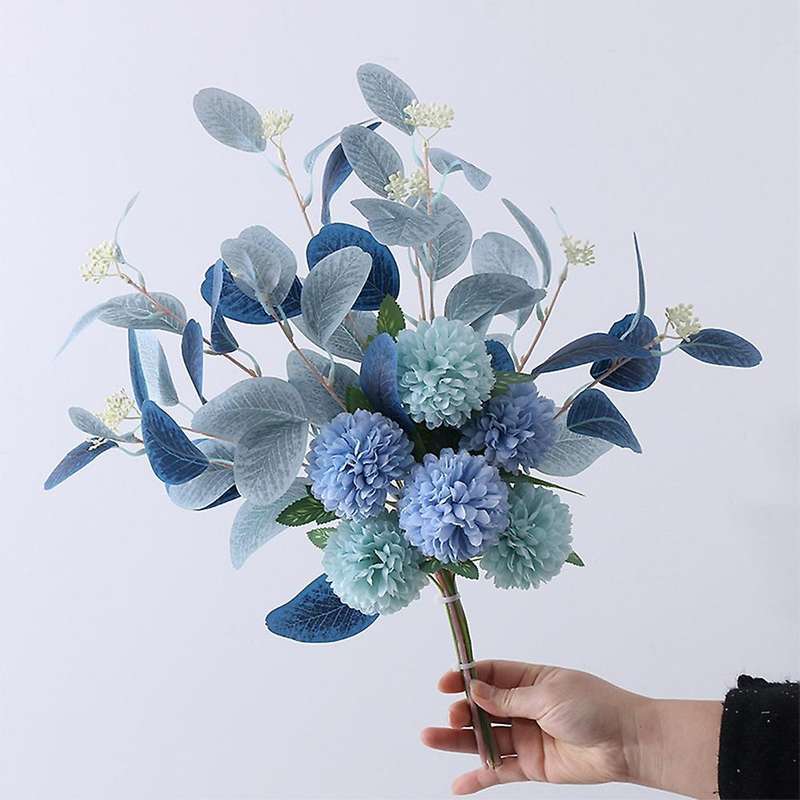 Hydrangea Artificial Flowers Wedding Bouquet Fake Flower(blue White)