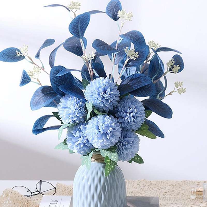 Hydrangea Artificial Flowers Wedding Bouquet Fake Flower(blue White)